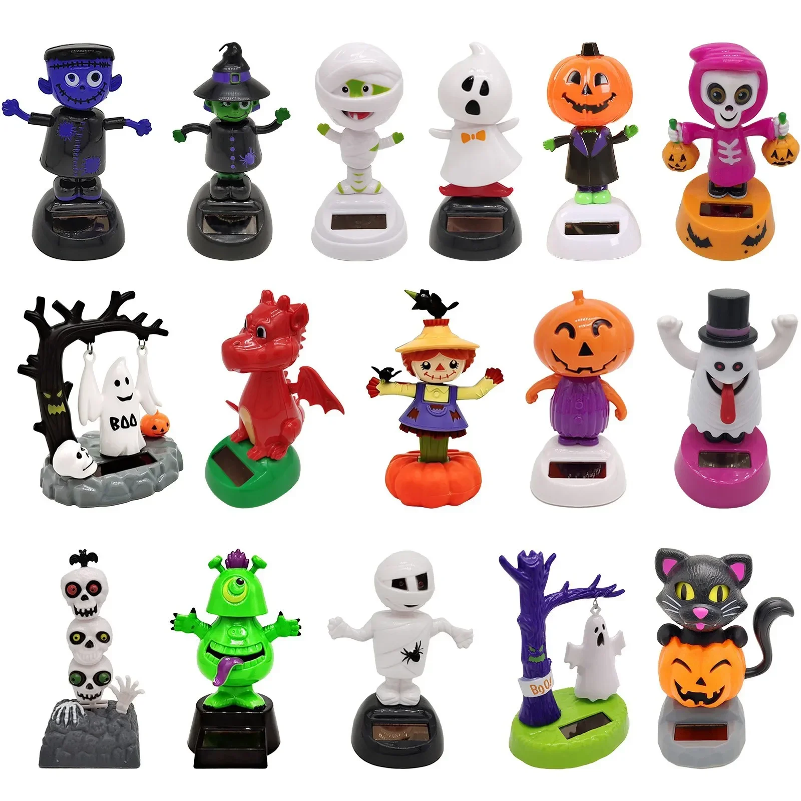 

Hot Sale Halloween Solar Energy Creative Bobble Head Doll Car Decorations Cartoon Decorations Children's Gifts