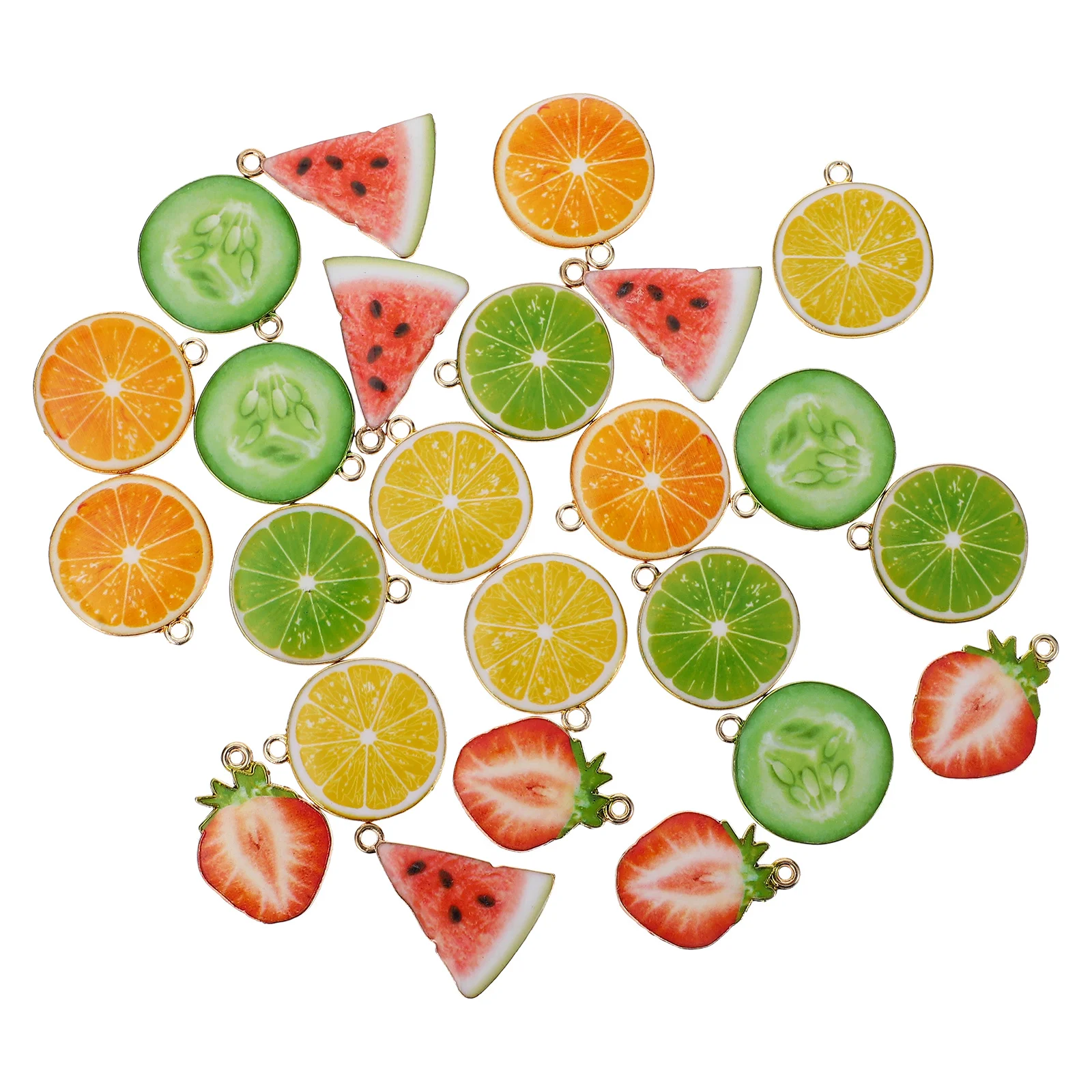 

24Pcs Fruit Style Alloy Pendants Lightweight Creative DIY Jewelry Charms for Bracelets Earrings Key Chains Jewelry Charms
