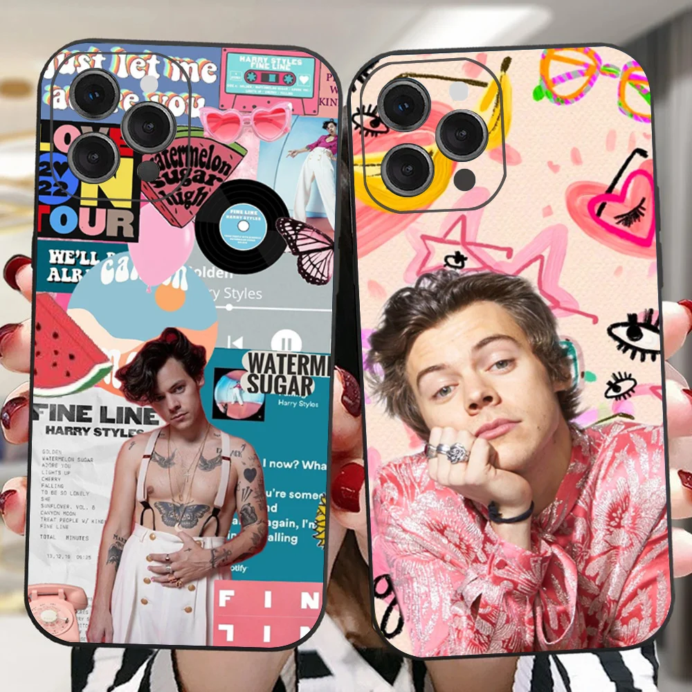 Singer H-HaRRy Fashion S-styles Phone Case For IPhone 16 15 14 13 Pro Max 11 12 Mini X Xs XR Se 2022 Black Silicone Cover