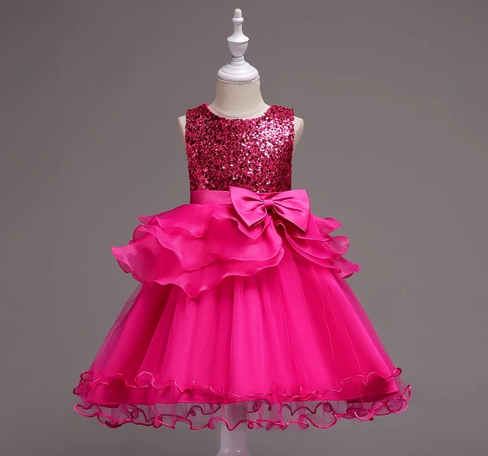 Girls Party Dresses 5 Colors 100cm-160cm Children Dress Long Skirt Wedding Birthday Performance Vestidos Princess Ball Gown