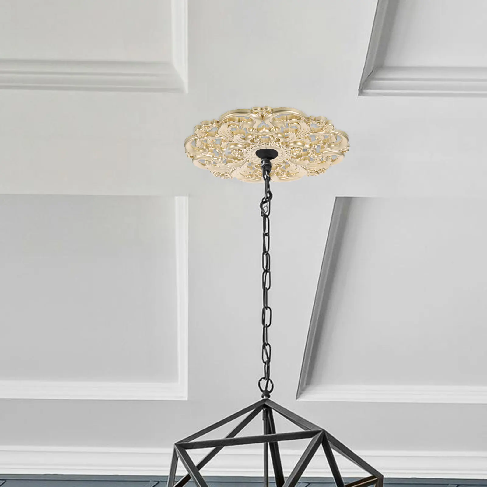 Plastic Ceiling Medallion European Style Round Decorative Light Fixture Cover for Home Living Room Dining Bedroom Ceiling Fan