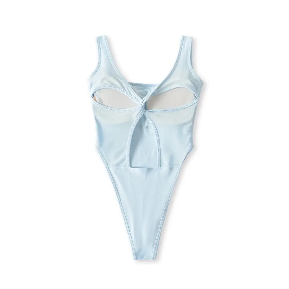 

Built-in Chest Pad Cross Back Jumpsuit High Waist Short Pants Backless Jumpsuit Button Chest Pad U Collar Knotted Jumpsuit
