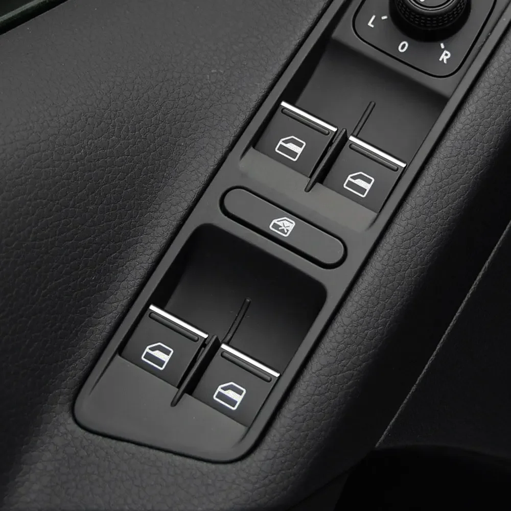 7Pcs Car Window Lift Button Sequin Sticker for Volkswagen VW Tiguan Passat for Skoda Karoq Chrome Accessories