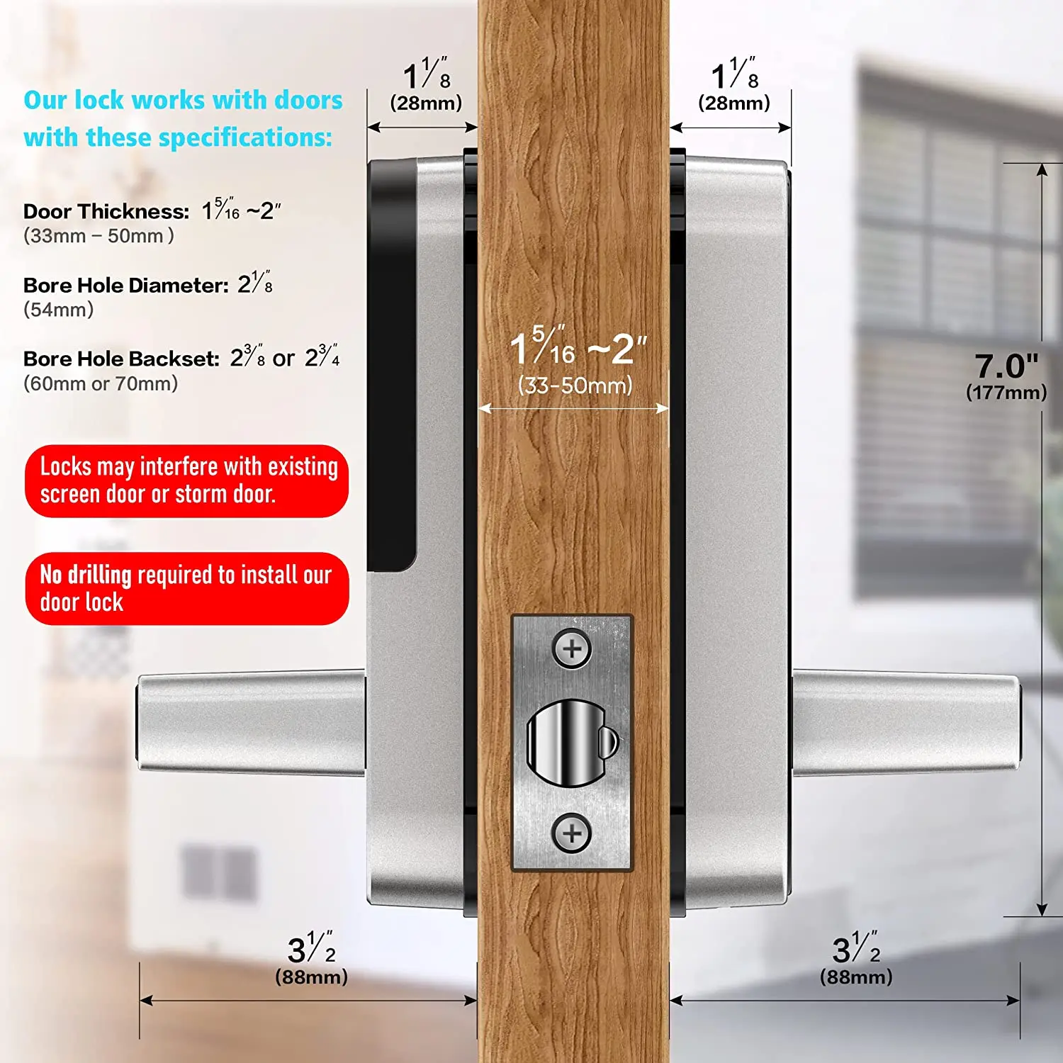 Electronic door lock with Password Fingerprint Door Lock, Biometric Door Lock, Keypad Entry Door Lock，Digital smart door lock