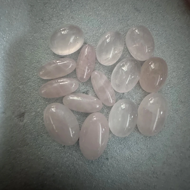 Wholesale 10pcs Genuine Rose Quartz Beads 10x22mm 15x21mm 16x25mm Oval Gemstone Cabochon Ring Face Pendant For Jewelry