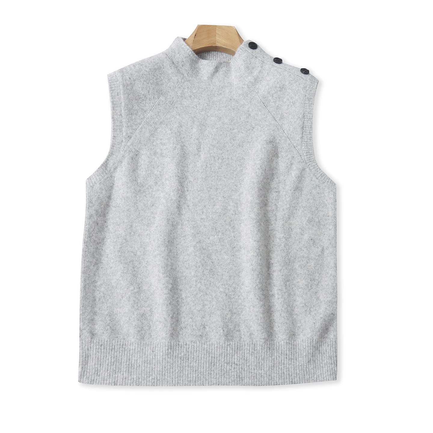 

Spring Autumn Women's Faion Loose Simple round Ne Svel Wool Blend Sweater Vest Comfortable Fit Classic Color