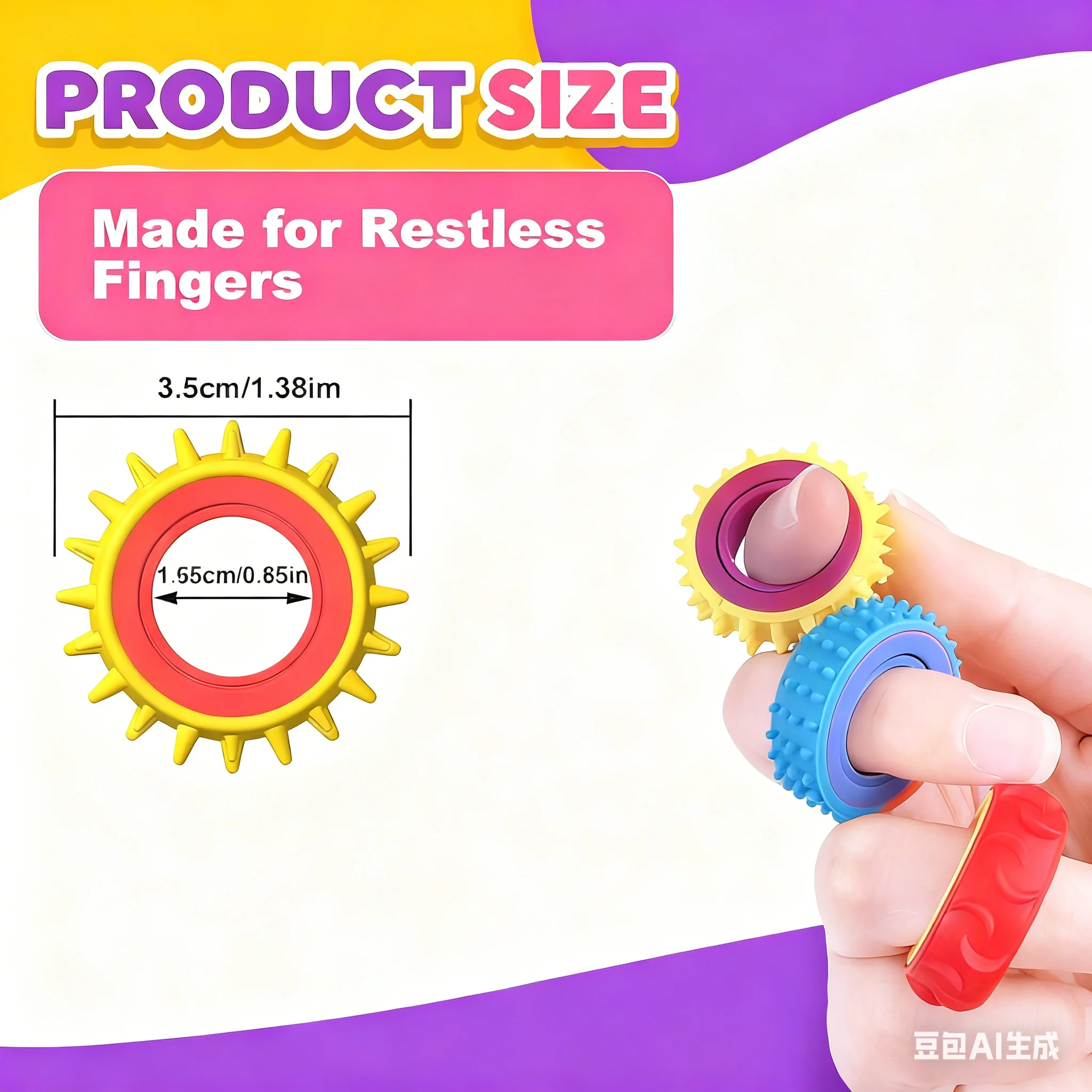 Kinder-Sensorik-Ring Gyro Dekompressionsspielzeug Drehbarer Sensorik-Ring Fidget-Spielzeug Autismus-Sensorikspielzeug Spinner – Detail 4