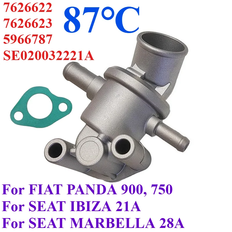 

87℃ 7626622 7626623 For FIAT PANDA SEAT IBIZA MARBELLA Hatchback van Engine Coolant Thermostat Assembly 5966787 SE020032221A