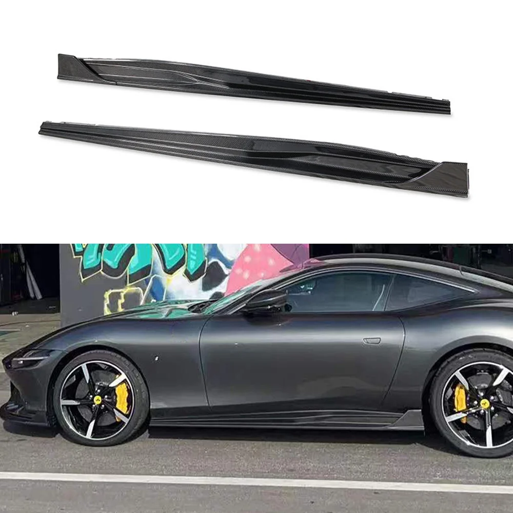 Dry Carbon Fiber Side Skirts Body Kits for Ferrari Roma Supercar V Style Car Body Kits Side Door Bumper Skirts Extension Lip