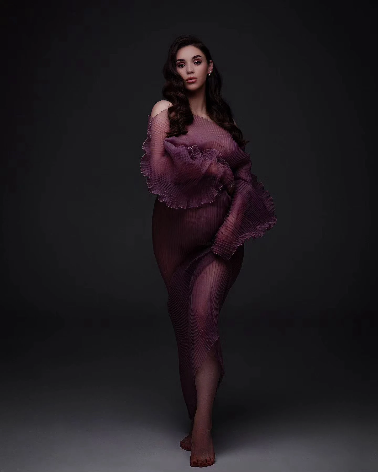 Robe de grossesse transparente en tulle plissé pour femme enceinte, tenue de fête préChristophe, pour séance photo, sexy, à la mode