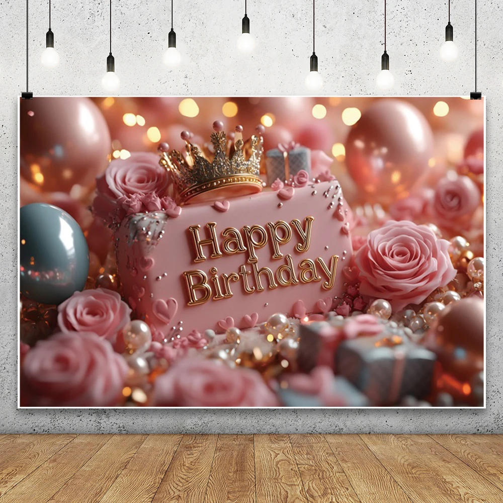 Happy Birthday Backdrops for Photography Balloons Spots Baby Shower Party Decor Background Photo Photographic Studio Shoots Prop