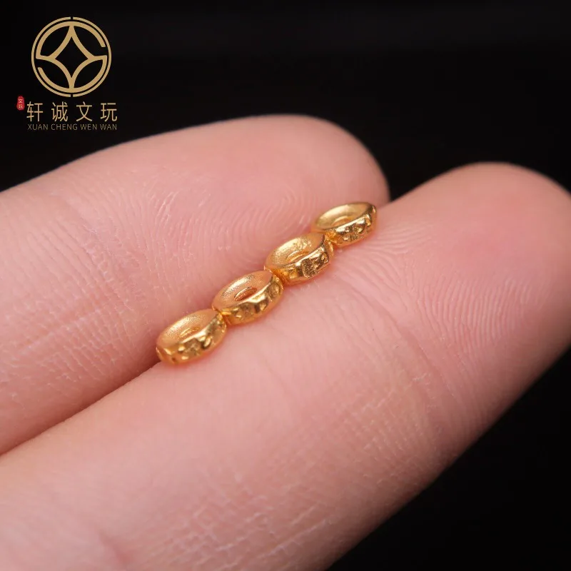 Original Gold Plated Six Syllable Mantra Spacer Washer Beads Long Strand Handmade Beading DIY Tibetan Buddhist Prayer Accessory