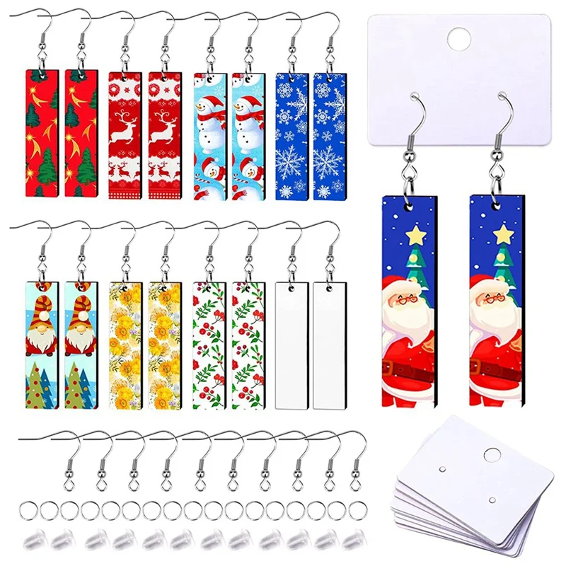 Sublimation Blanks Products 30 Pcs Earring Blanks, With Earring Hooks And Earring Cards For Christmas Women Girls DIY