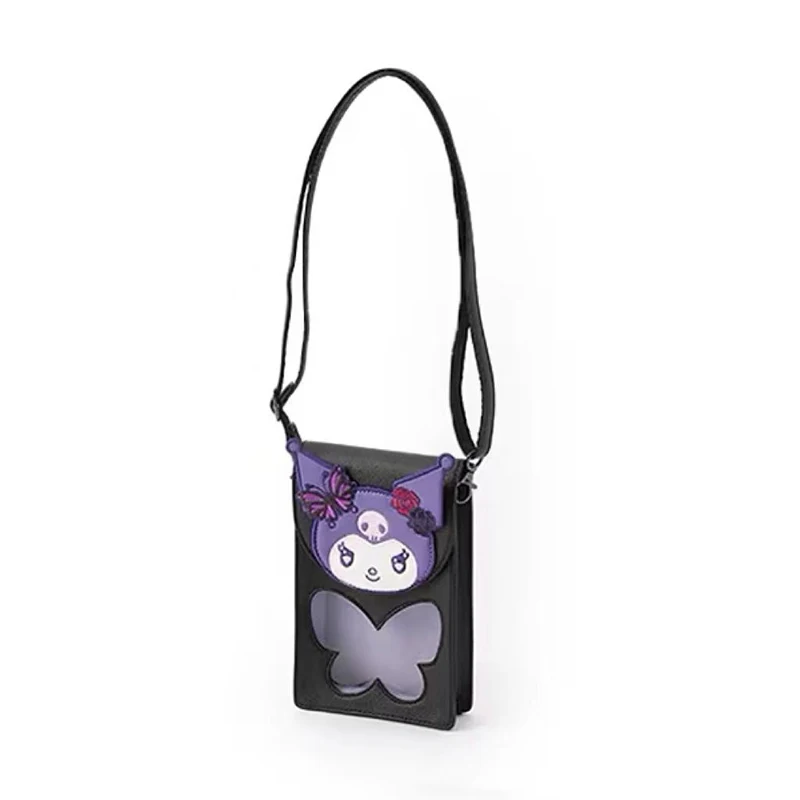 2024 New Sanrio Kawaii Anime Kuromi Shoulder Bag Girl Heart Cute Cartoon Transparent Butterfly Handbag Tide Gift for Kids