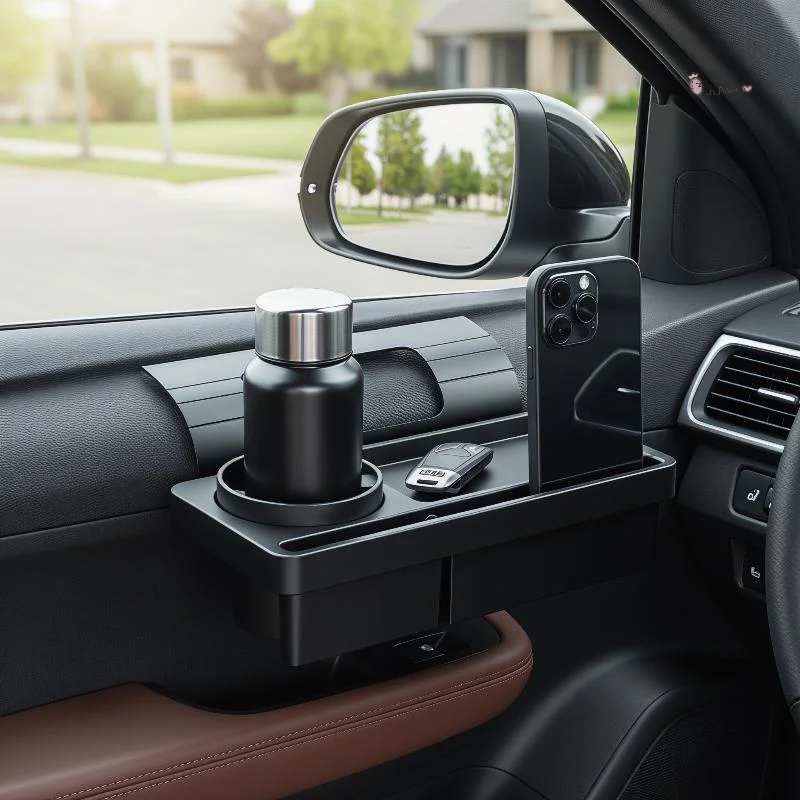 Portable Car Door Cup Holder Auto Side Window Drink Bottle Stand Phone Key Organizer With Dual Slot Accessories