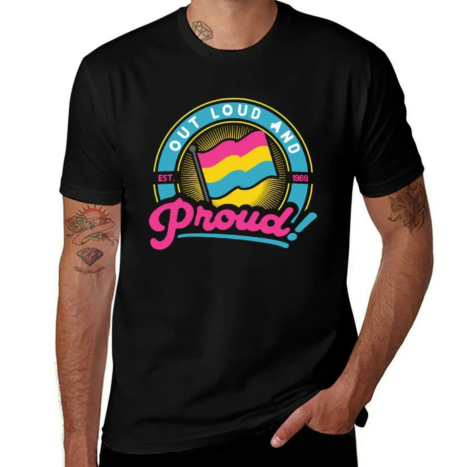 

Out, loud and proud (pansexual) T-Shirt quick-drying football t shirt vintage graphic tee vintage t shirt men