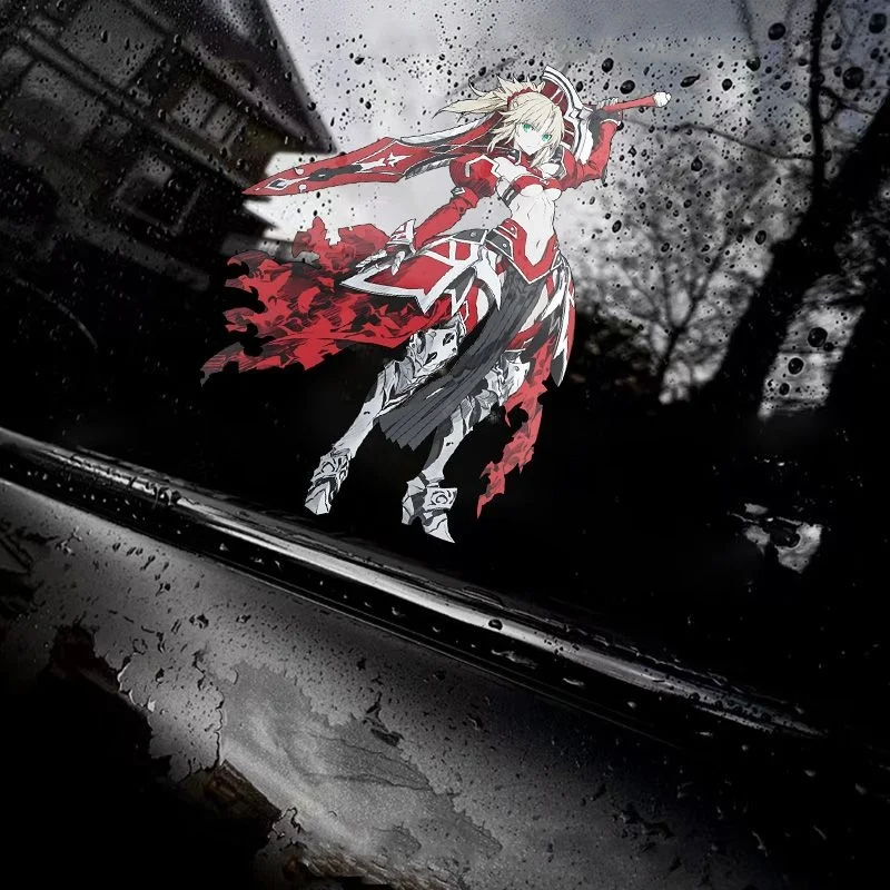 Pegatinas para coche de Fate Mordred, pegatina para ventana con figura de Anime, decoración para motocicleta, accesorios para automóvil, adornos para parabrisas, decoración para tapa de combustible