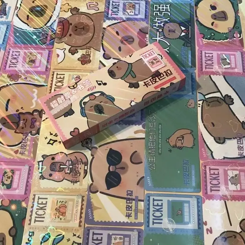 40Pcs/Set Capybara Laser Ticket Double-Sided HD Bookmark Cartoon Greeting Card Cosplay Anime Lovers Gift