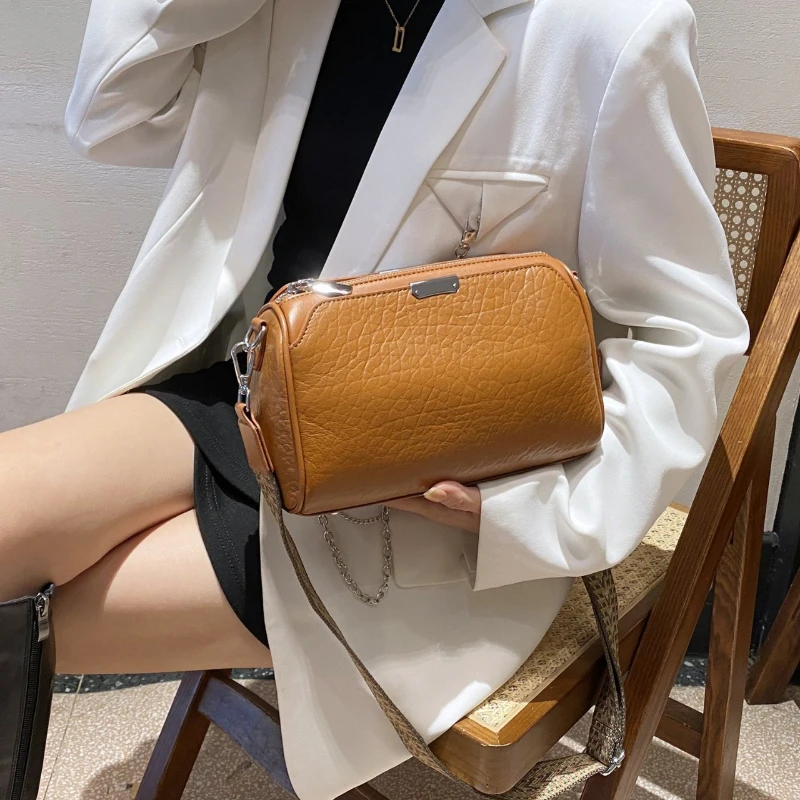 SANGUSTI Top Layer Cowhidefashion Underarm Bag Casual Shoulder Bag Solid Color Women's Bags  Genuine Leather Crossbody Bag