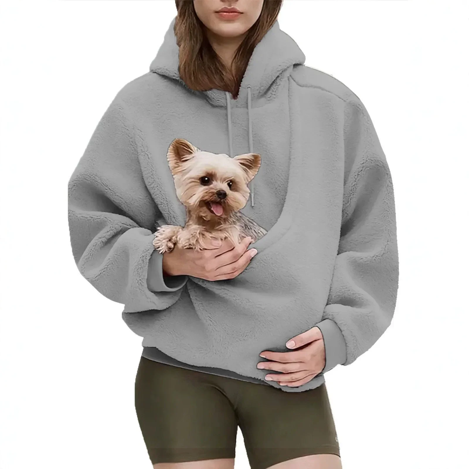 Pet Pouch Hoodie Kangaroo Pocket Sweatshirt for Small Dogs Cats Warm Pet Carrier Hoodie Women Sherpa Hoodie for Women Pet Pocket