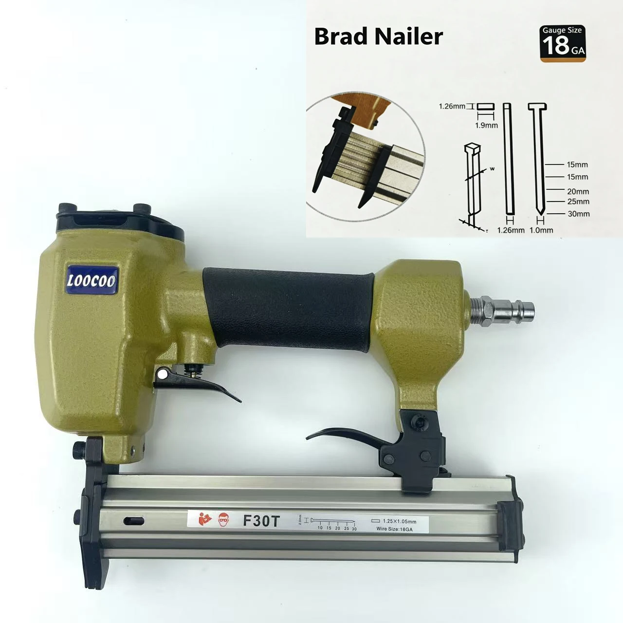

Гвоздезабивной пистолет LOOCOO F30T без застревания гвоздей подходит для установки фанеры и плоских профилей, а также для производства изделий.
