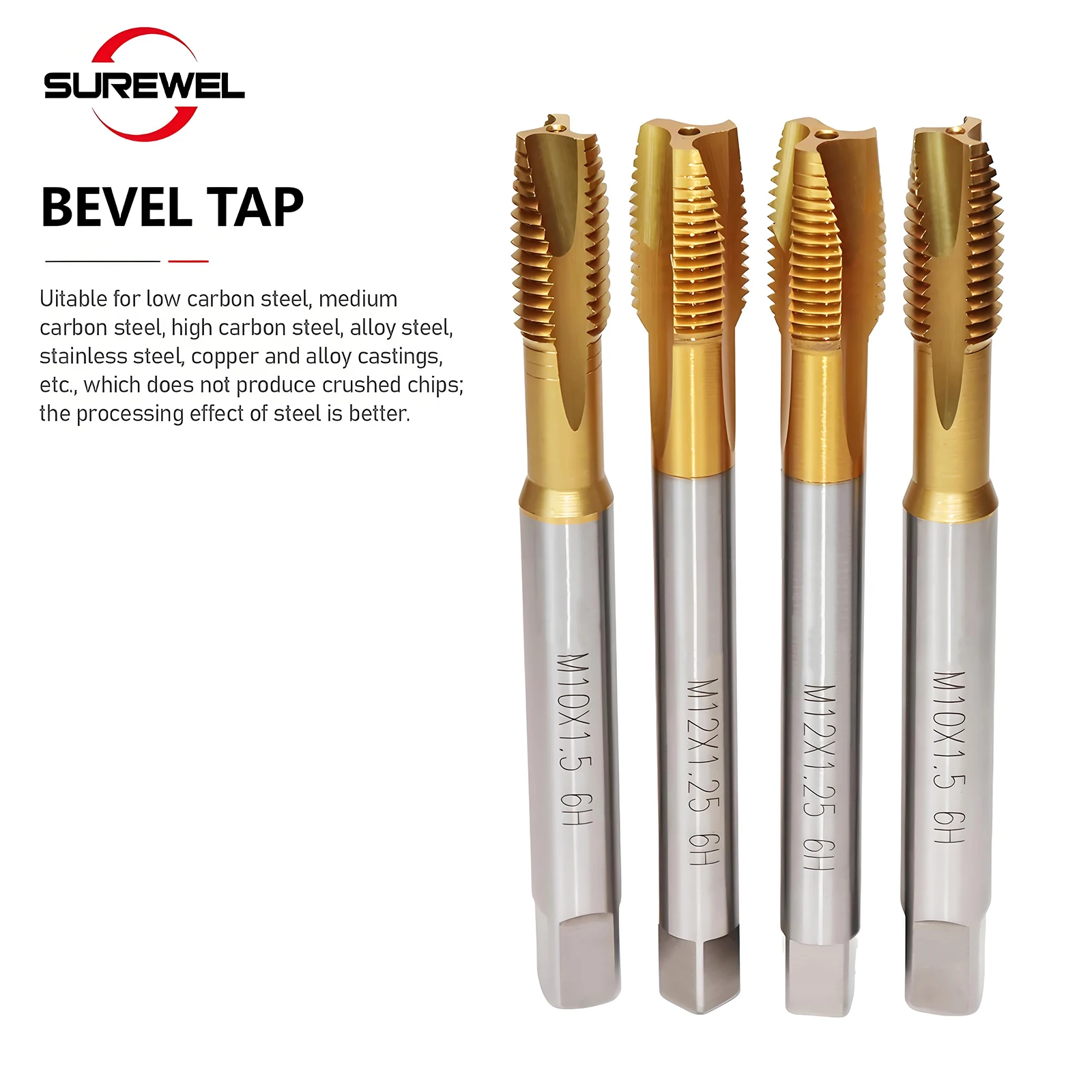 

HSSE Spiral Tip Fluted Taps, Manual Tap Material, Beveled Thread Taps, Tools, Tin Coating M3 M4 M5 M6 M8 M10 DIN Standard