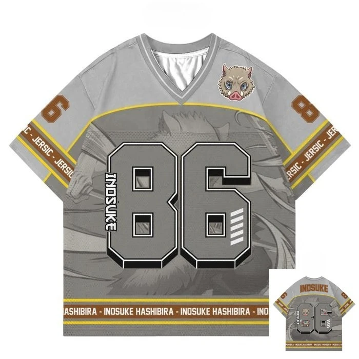 Demon Slayer Inosuke Hashibira Anime Serie Nummer 86 Jersey Oversize Kpop Baseball Hockey Outfit T-Shirt Täglich Unisex Tops T-Shirts