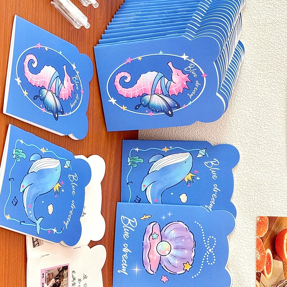 20 pcs Wholesale Blue Sea Animal Small Book Children Cute Mini Portable Pocket Book Cartoon Shaped Soft Surface Back To School