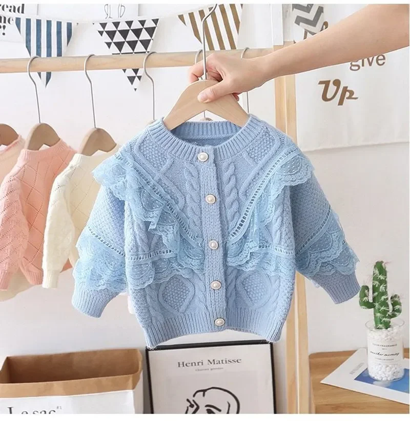 

Children's Knitted Jacket Spring and Autumn New Clothes Girls Sweater Jacket Girl Baby Knitted Cardigan Coat