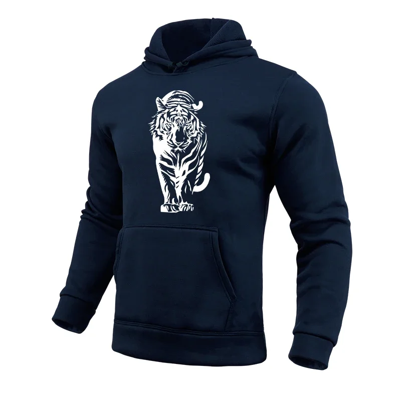 2025 New Arrival Tiger Print Hoodie for Men All Season Daily Casual Sports Hooded Sweatshirts Male Home Outdoor Comfort Pullover