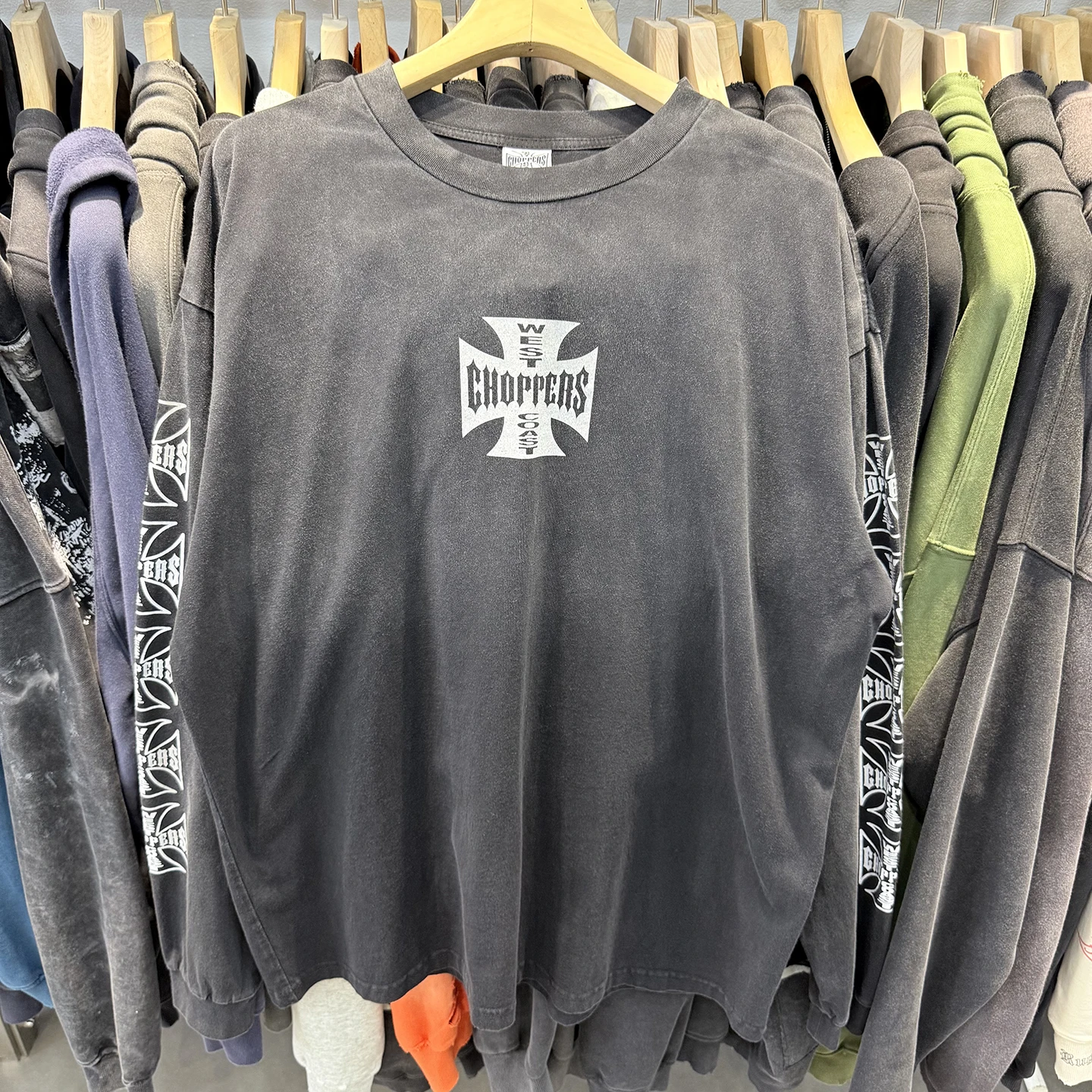 

Waed Vintage American Street Sle Long Sve T-irt ex Loose Casual Faion Print Tee for Men And Women