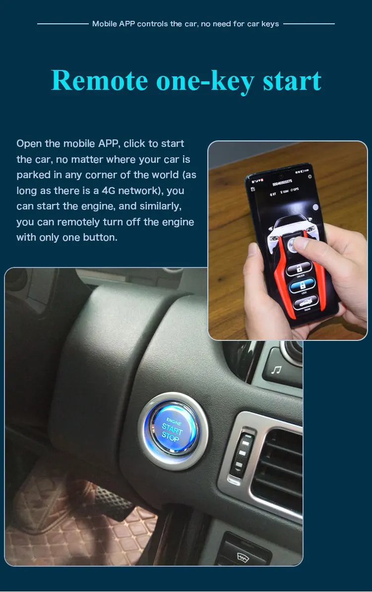 Cardot NFC LCD Key Remote tracker Locator Engine Start Smart Pke Keyless Entry Start Stop Car Alarm Remote Starter