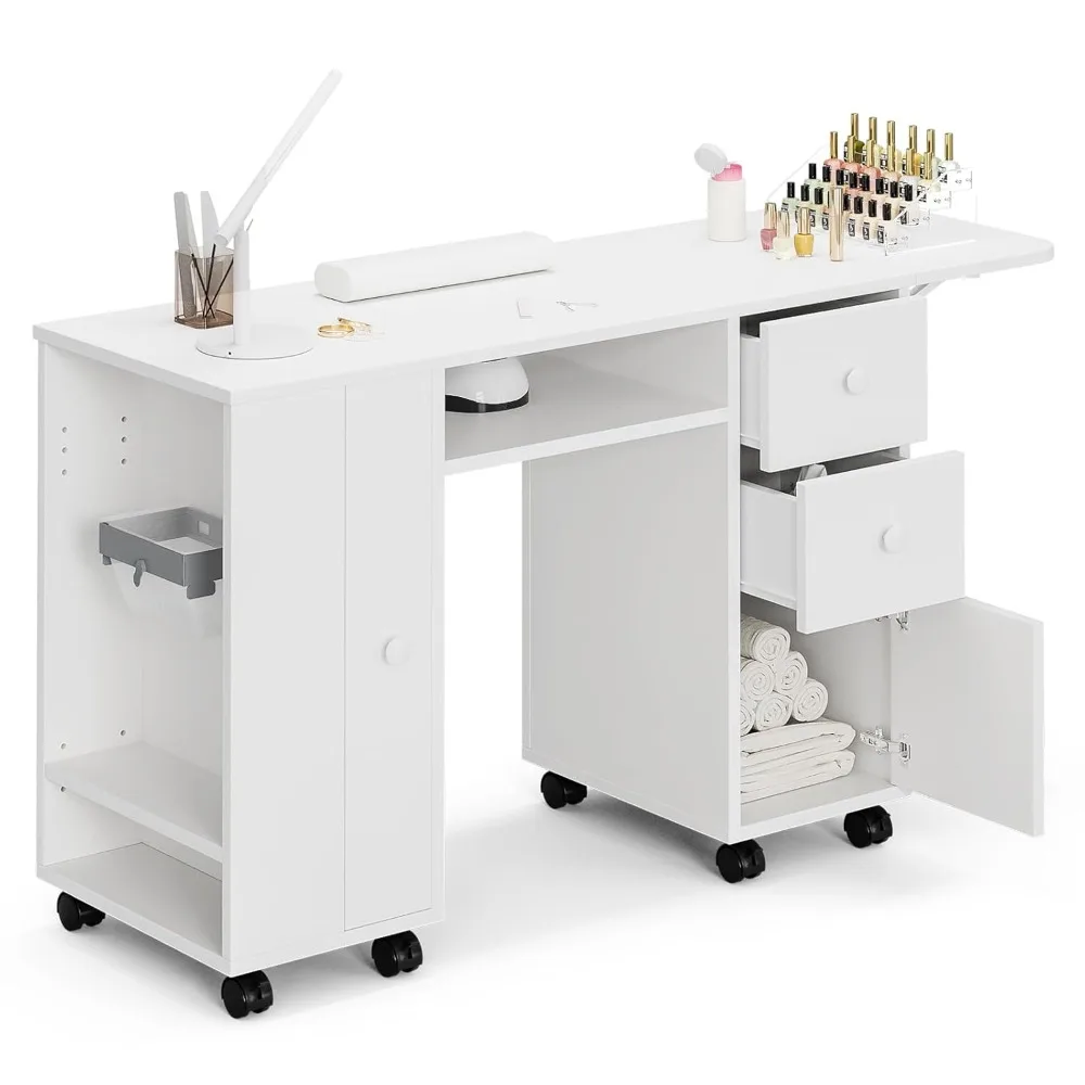 

Manicure Table Nail Desk for Nail Tech, Nail Tech Table Nails Beauty Spa Workstation w/Extendable Table, Customized