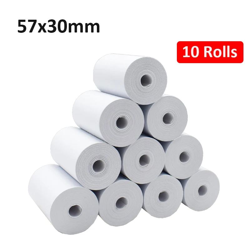 10 rolls white receipt thermal paper 56x30mm or 57x30mm POS Bill printer mobile bluetooth Cash register paper Rolling