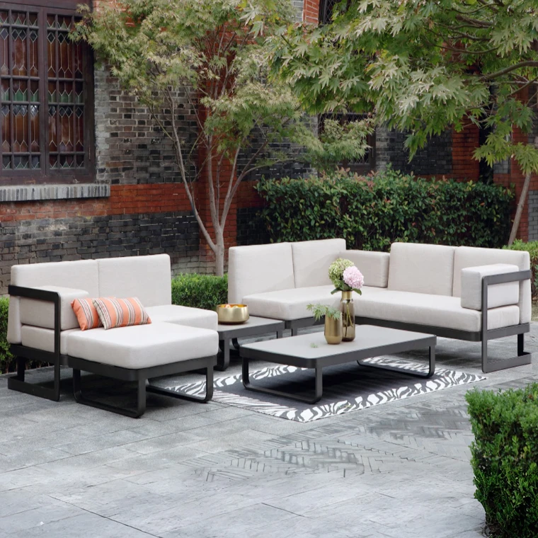 #Outdoor Leisure Sofa Patio Villa Hotel Balcony Metal Set Resorts Garden Patio Waterproof Aluminum Alloy Furniture