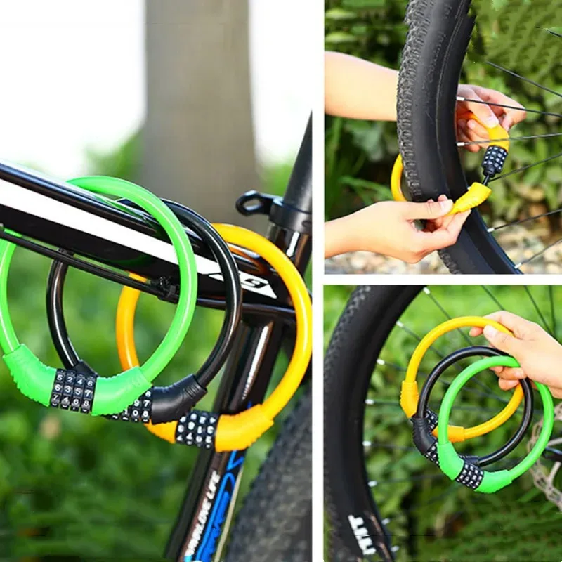 Bike Accessories Bicycle Bike Lock Anti-theft Password MTB Road Bike Security Cable Locker Portable Combination Code Padlock
