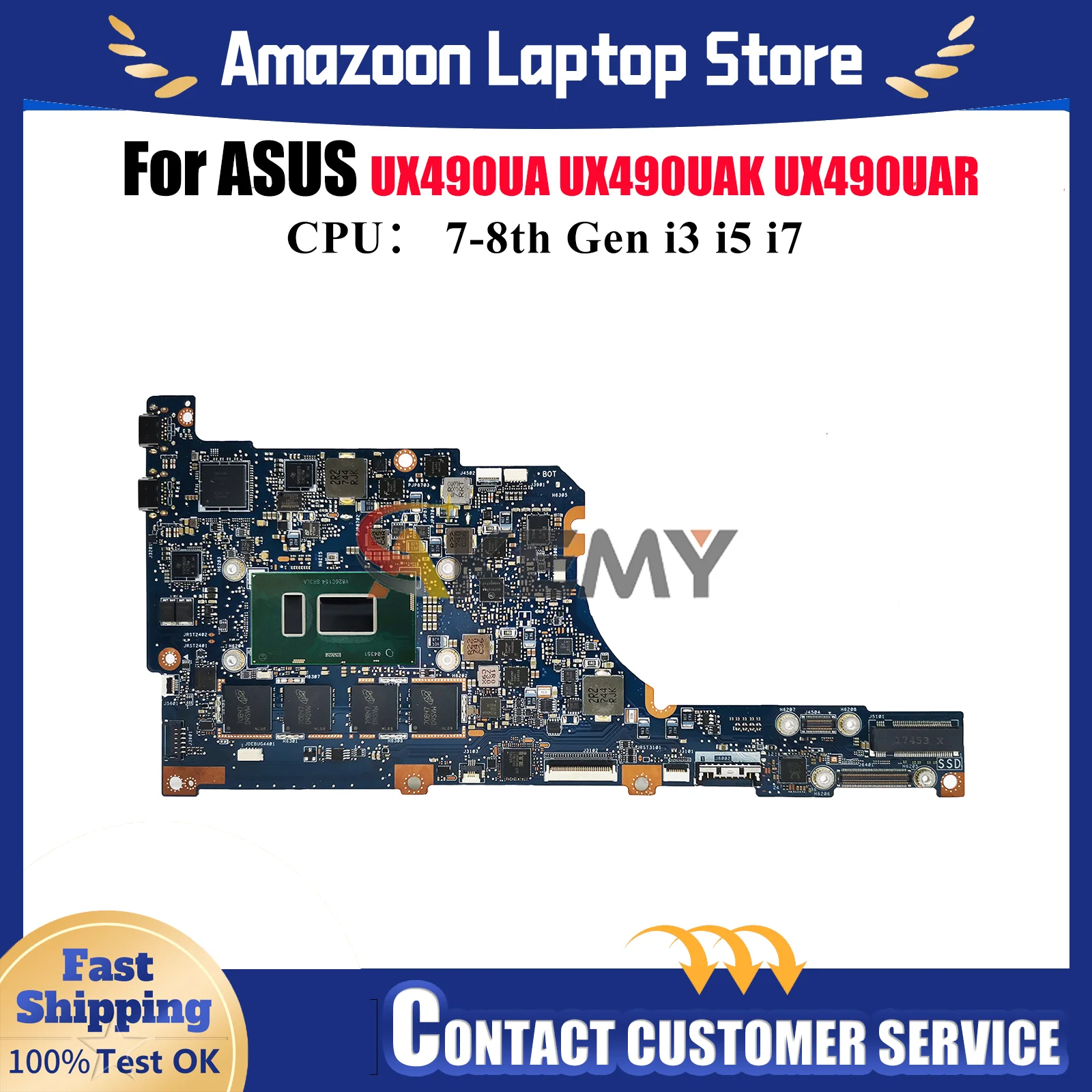 

UX490UA Laptop Motherboard For ASUS ZenBook UX490UAR UX490U UX490UAK UX490UA Notebook Mainboard With i3 i5 i7 CPU 100% tests OK