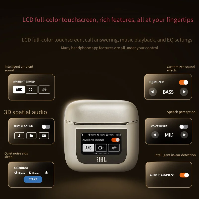 JBL TOUR PRO2 Earbuds with Touch Sensor Controls for Intuitive Use