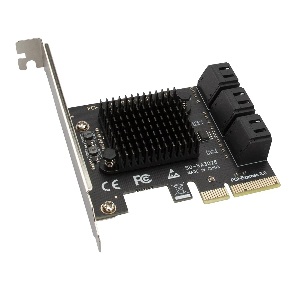 Adaptador SATA PCI e de 6 puertos, tarjeta de expansión SATA 3,0 a PCI Express x4, SATA3.0, PCIe, PCI-e, controlador SATA para HDD ASMedia ASM1166