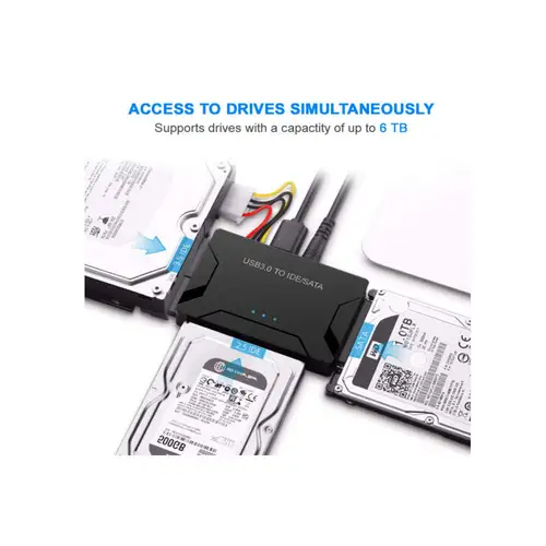 Imagen 2 del producto Adaptador SATA/IDE a USB 3,0, lector de disco duro para HDD/SSD externo IDE y SATA Universal de 2,5 y 3,5 pulgadas, adaptador de disco duro