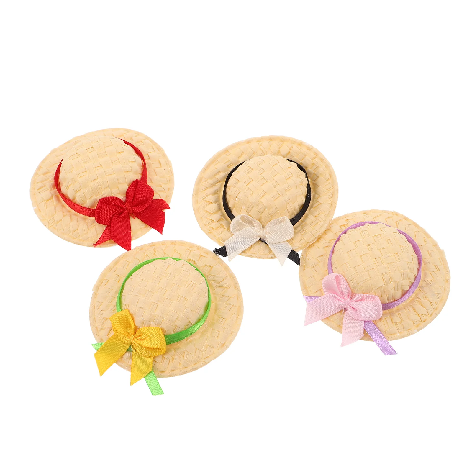 

4Pcs Small Mini Straw Hats Handwoven Miniature Top Hats for Crafting DIY Dollhouse Decor Mini Top Hat Small Straw Hat
