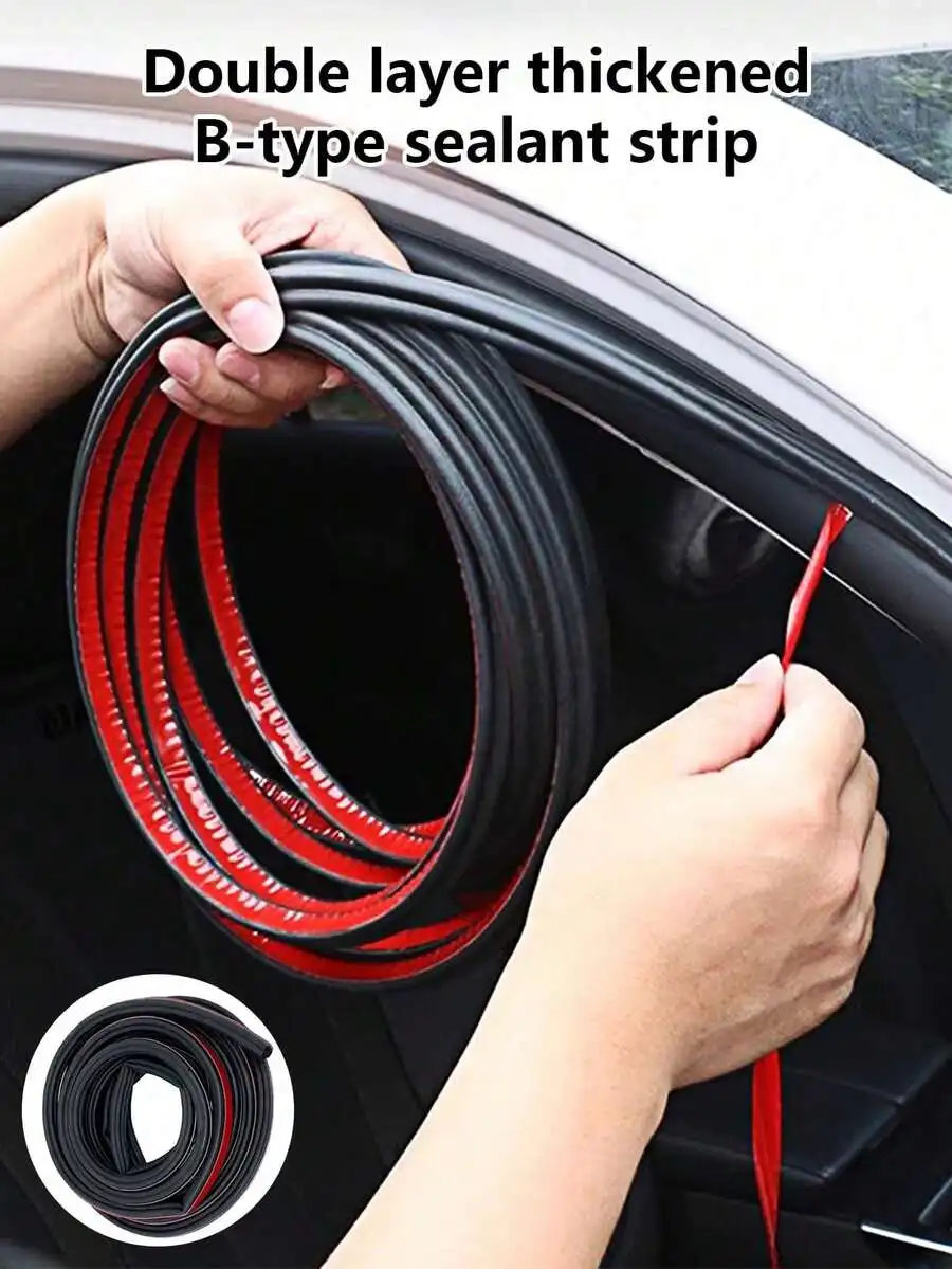 Car Door Seal Soundproofing Strip Double Layer 5-Hole L-Shaped Universal Door Frame Dustproof Waterproof Anti-Collision Noise
