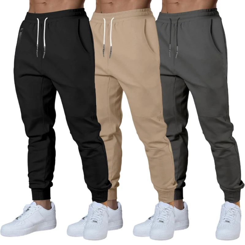 

Men's Streetwear Sweatpants 2025 Solid Color Drawstring Cargo Pants with Zipper Pockets Running Trousers Overalls