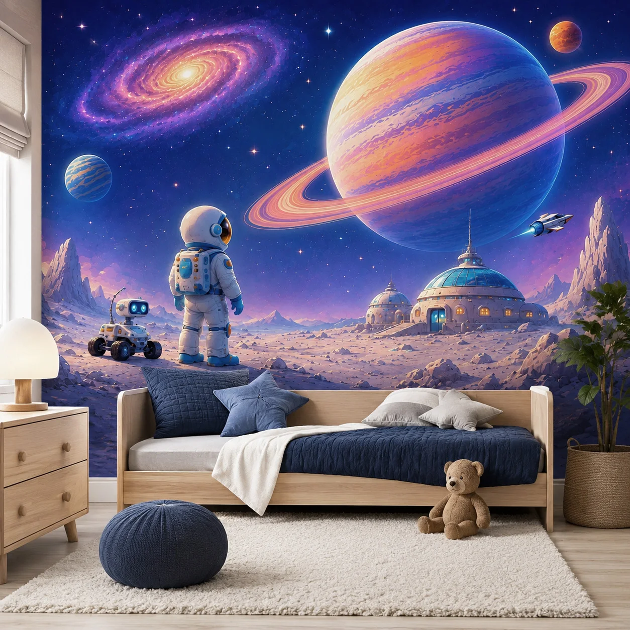 Custom Astronaut Space Wallpaper Mural Kids Bedroom Galaxy Planet Starry Sky Wall Decor Non Self Adhesive Requires Glue
