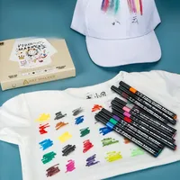 6/8/12/24/30 Colors Fabric Marker Pens Waterproof Colored Markers Pen For Artist Rock Painting Glass Ceramic Fabric DIY Card Pen