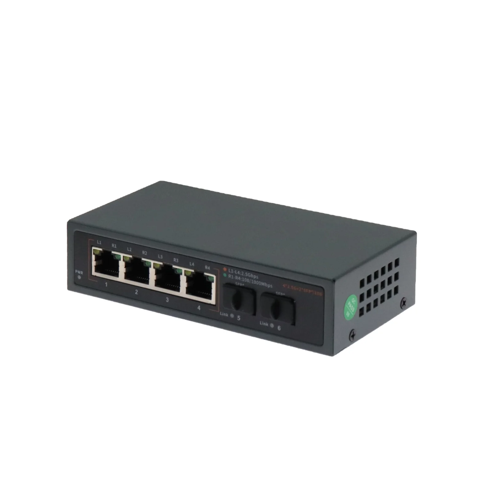 Switch Ethernet dengan 4 Port RJ45 2.5Gbps + 2 Port Fiber SFP+ 10G