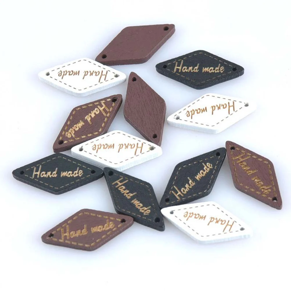 

200Pcs Wooden Nameplate Buttons Creative 2 Holes Durable for DIY Craft Projects Fashionable Wooden Buttons Accessories