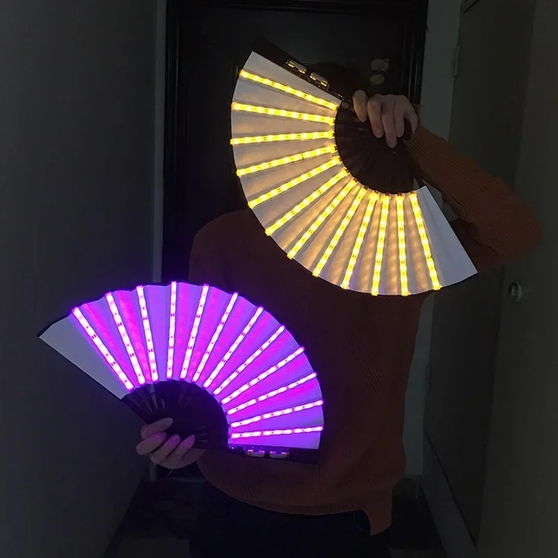 

Party LED Luminous Glow Chinese Hand Fan Stage Show Light Up Gift Bar Birthday Wedding Festival