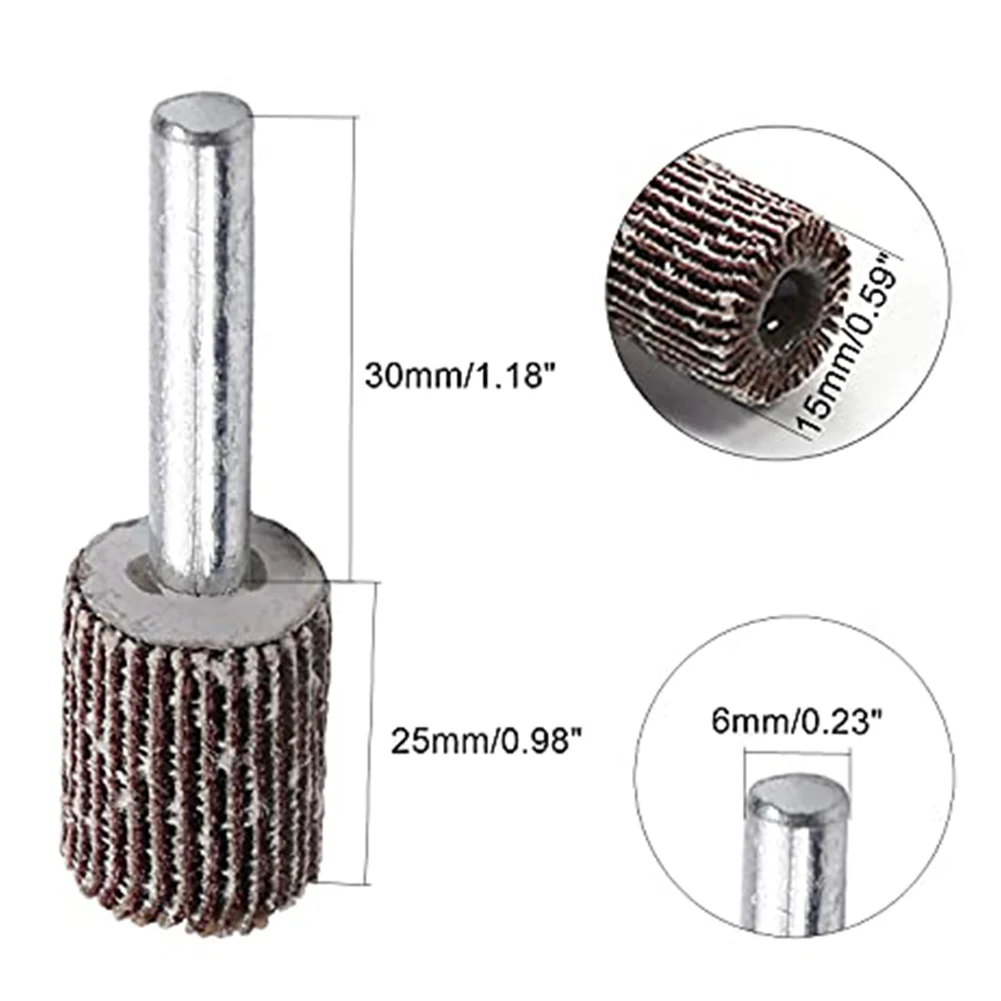 Easily Integrate This Set of Five Abrasive Sanding Disc Flap Wheels into Your Tool Setup With Their Standard Size of 15mm