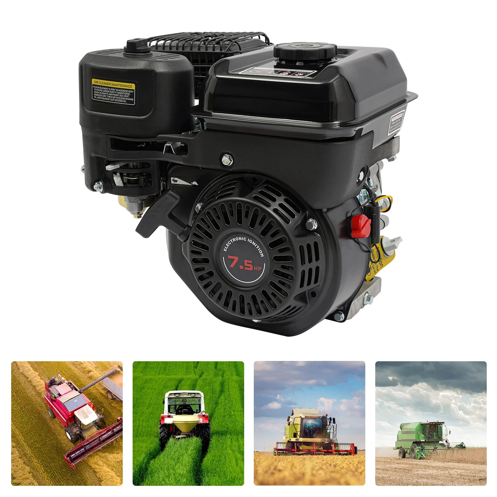 เครื่องยนต์ 4 จังหวะ 7.5HP 3600 รอบต่อนาที ถังน้ำมันเชื้อเพลิง 0.8 แกลลอนประหยัดพลังงานการออกแบบที่เงียบสงบการกระจายความร้อนที่ดีสำหรับเครื่องจักรและอุปกรณ์